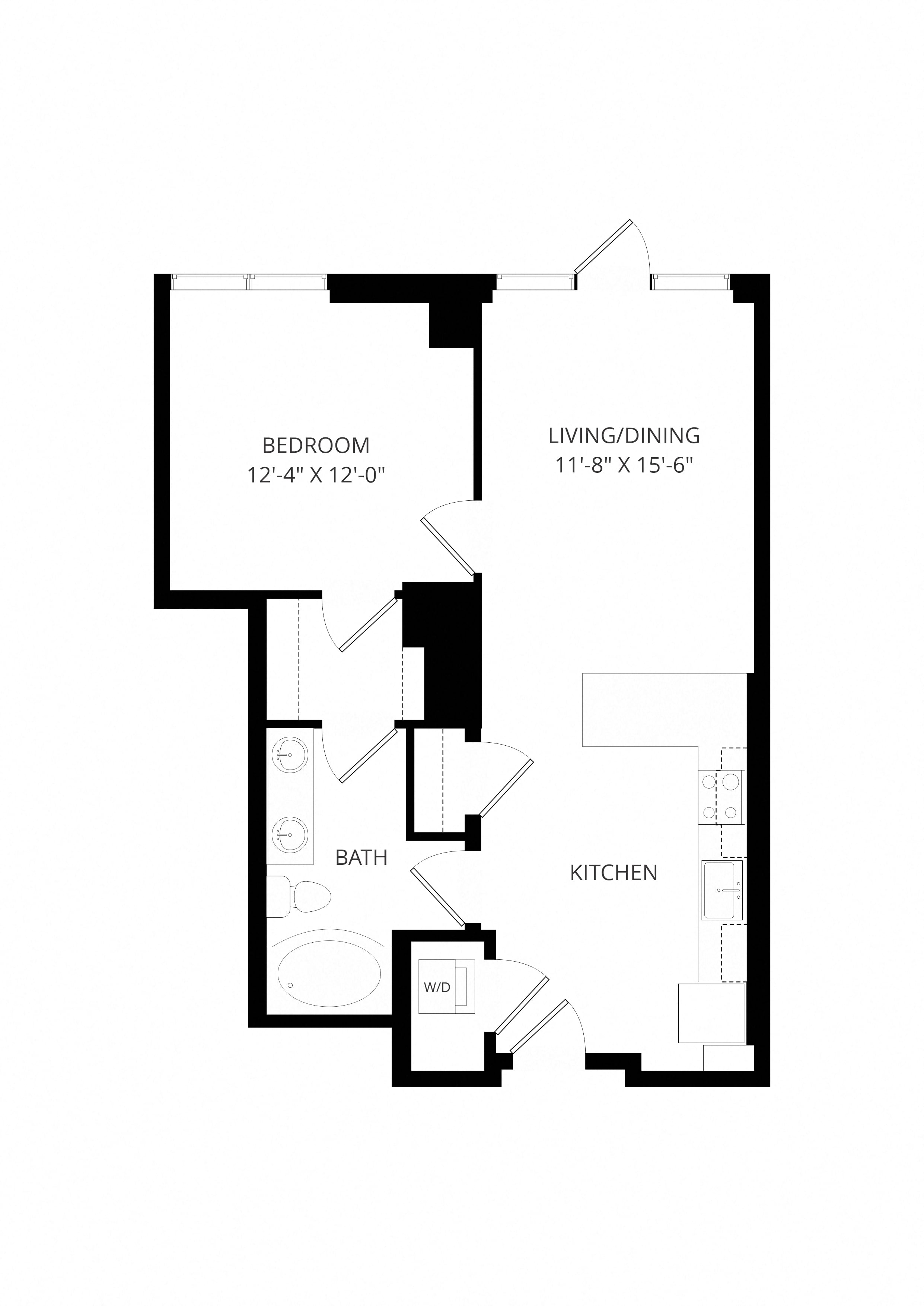 1X1 B9 floor plan
